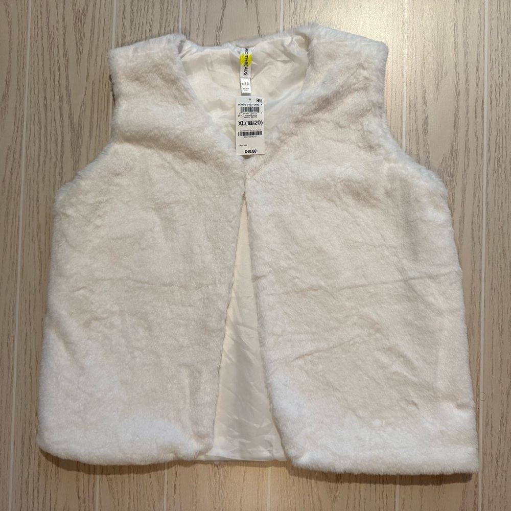 Epic Threads Girls Size XL 18/20 White Faux Fur Vest NEW